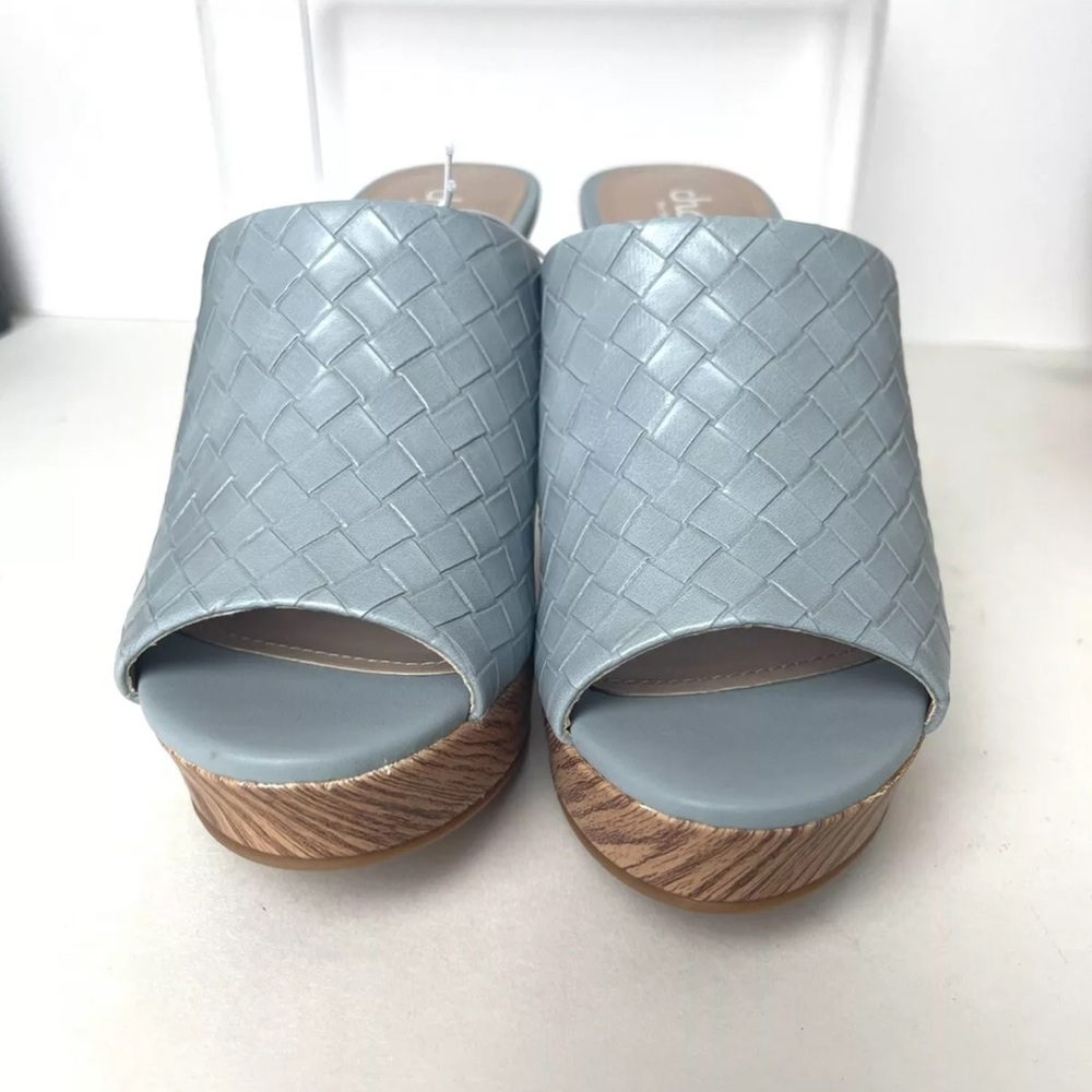 CHARLES DAVID Launder Woven Blue Wedge Sandals Cork Platform 3.75”H Heels Sz 7 - Picture 4 of 8